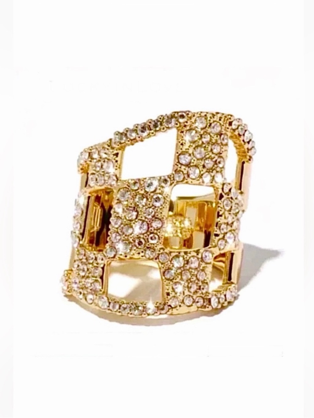 ALEXIS BITTAR Gold Pavé Checkerboard Ring